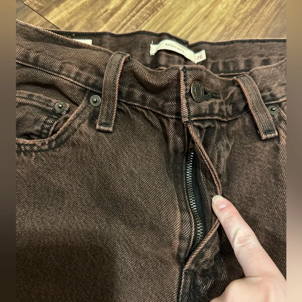 Levi's Premium Chroma Acid Chicory Coffee Brown Baggy Bootcut Jeans 26x31 - Picture 4 of 7